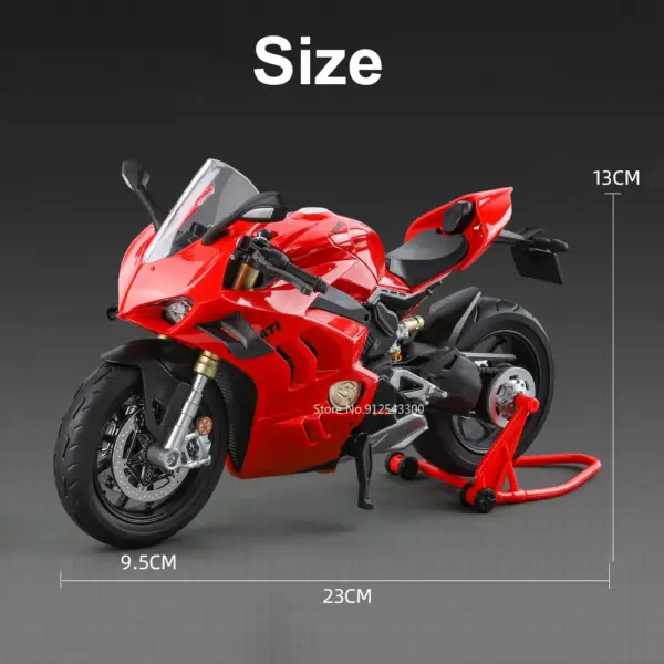 1:9 Scale Red V4S Motorcycle Model Toy - Image 6