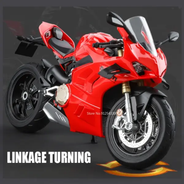 1:9 Scale Red V4S Motorcycle Model Toy - Image 4