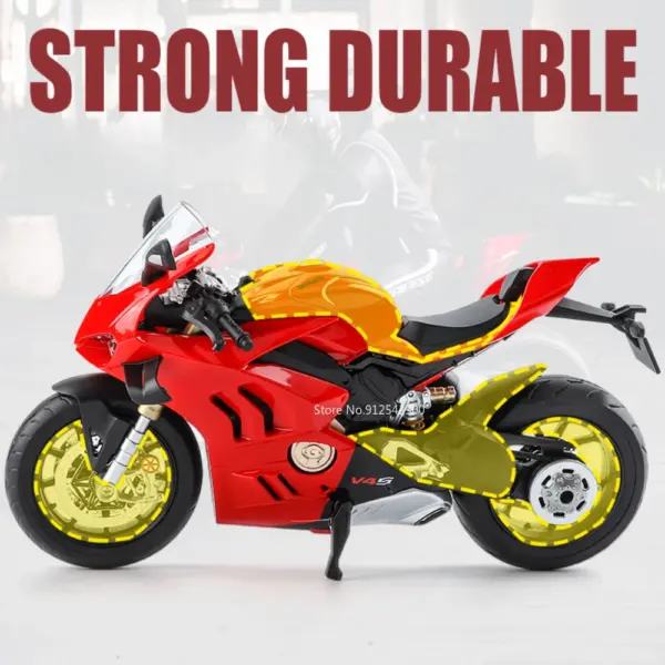 1:9 Scale Red V4S Motorcycle Model Toy - Image 3