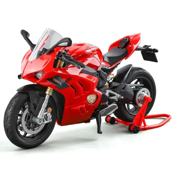 1:9 Scale Red V4S Motorcycle Model Toy - Image 7