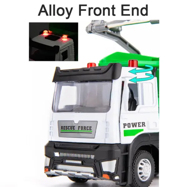 1/32 Green Alloy Garbage Truck Toy Model - Image 2