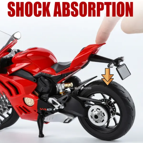 1:9 Scale Red V4S Motorcycle Model Toy - Image 5