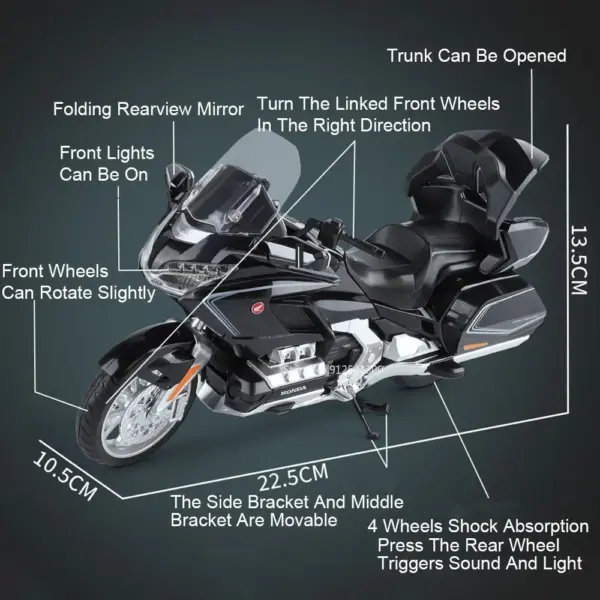 1:11 Honda Gold Wing GL800 Motorcycle Model - Image 2