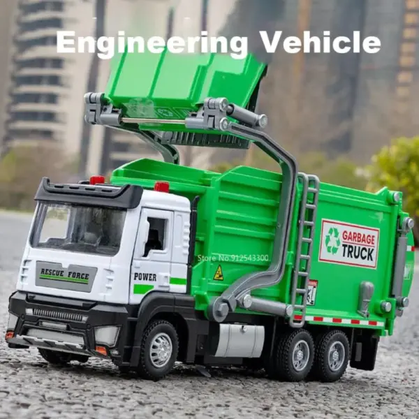 1/32 Green Alloy Garbage Truck Toy Model