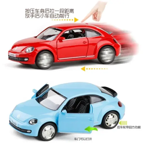 1:36 Volkswagen Beetle Diecast Pull Back Car - Image 6