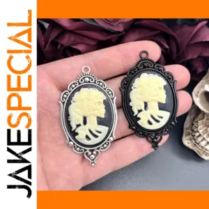 Gothic Skull Cameo Charms Set of 2