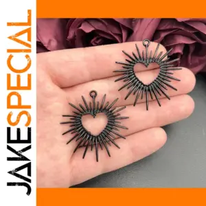 Black Hollow Heart Charms for Jewelry DIY 4pcs