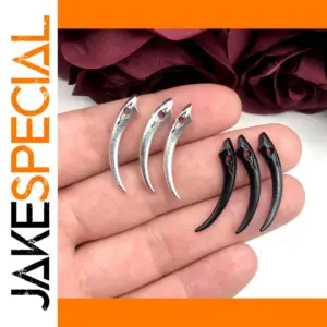 10pcs Vampire Fang Charms in Silver and Black