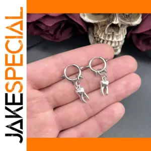 Gothic Hoop Earrings with Tooth Charms