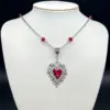 Gothic Enameled Sacred Heart Necklace