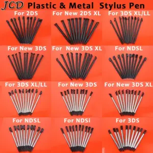 JCD 10PCS Black Metal Stylus for Nintendo Models