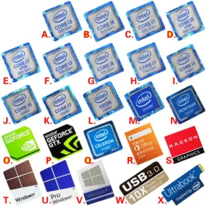 Intel Processor Sticker Label Collection