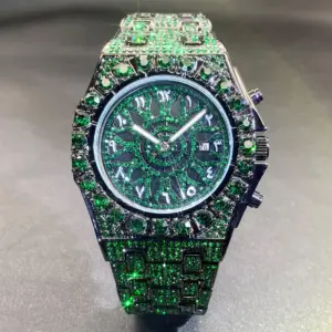 MISSFOX V366 Green Diamond Luxury Wristwatch