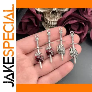 6Pcs Punk Gothic Skull Sword Charms Set