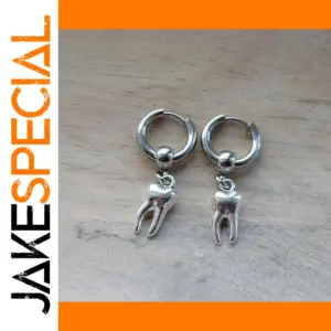 Silver Human Teeth Huggie Hoop Earrings