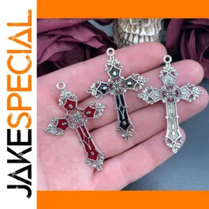 Set of 5 Gothic Cross Charms in Various Colors