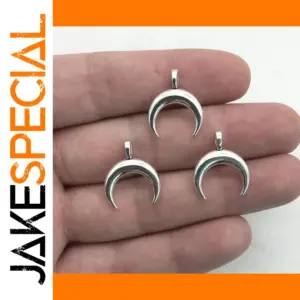 Silver Crescent Moon Charm Pendants Set of 15